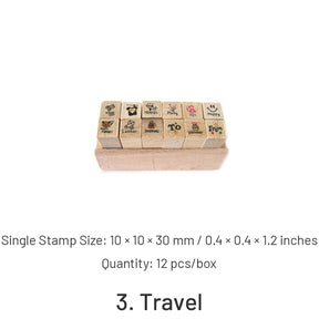Joyfill Diary Wooden Boxed Retro Cute Small Rubber Stamp Set sku-3