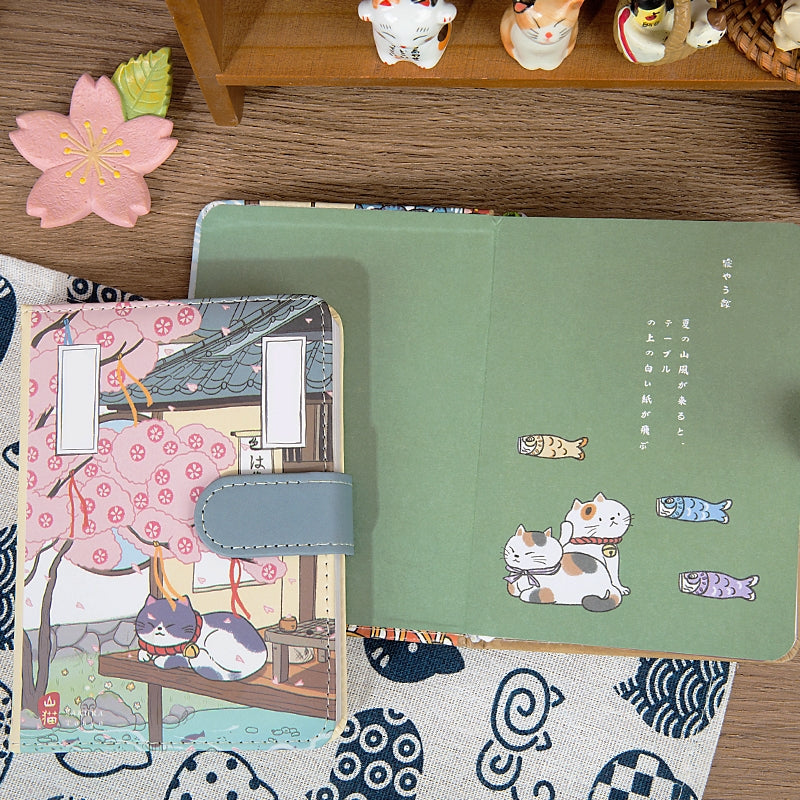 Leisure Cat Series Japanese Style Cat Magnetic Buckle Diary Notebook b