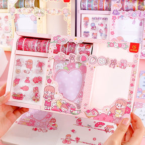 Little Girl and Cherry Blossom Themed Cartoon Scrapbook Kit b4
