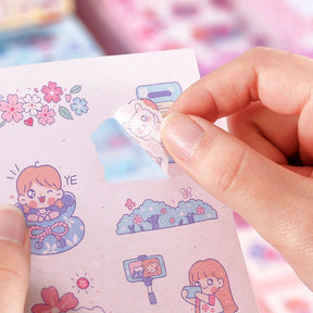 Little Girl and Cherry Blossom Themed Cartoon Scrapbook Kit c