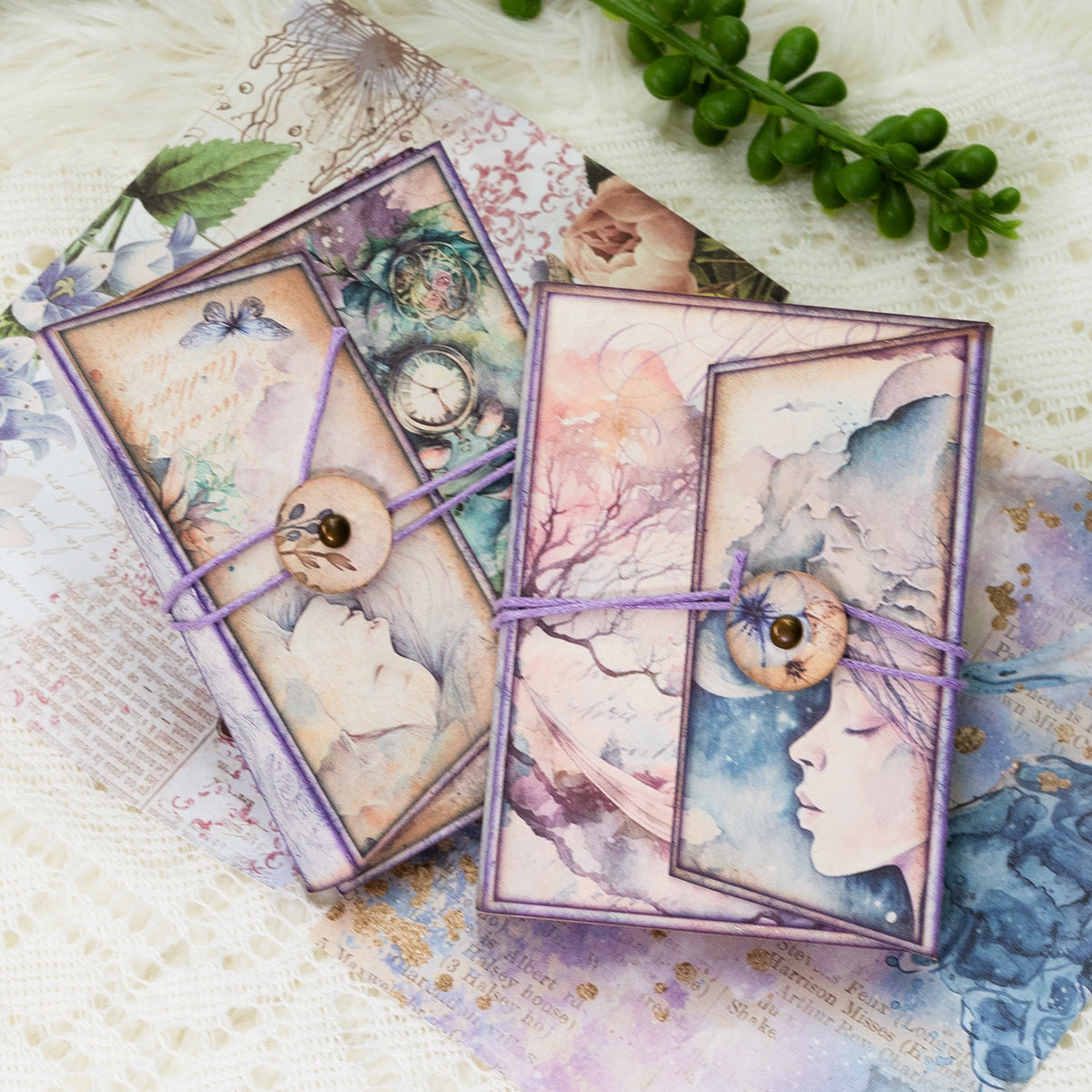 Mini Purple Fairytale Forest Handmade Junk Journal Folio Kit (2 Pcs) 11