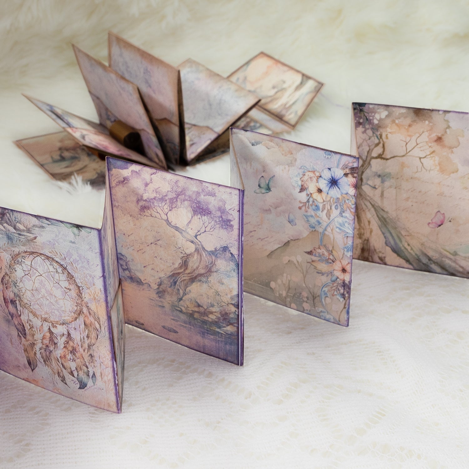 Mini Purple Fairytale Forest Handmade Junk Journal Folio Kit (2 Pcs) 4