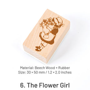 Neon Clothes Series Little Girl Retro Wood Rubber Stamp sku-6