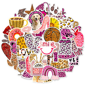 Pink Leopard Print Vinyl Decorative Stickers b1