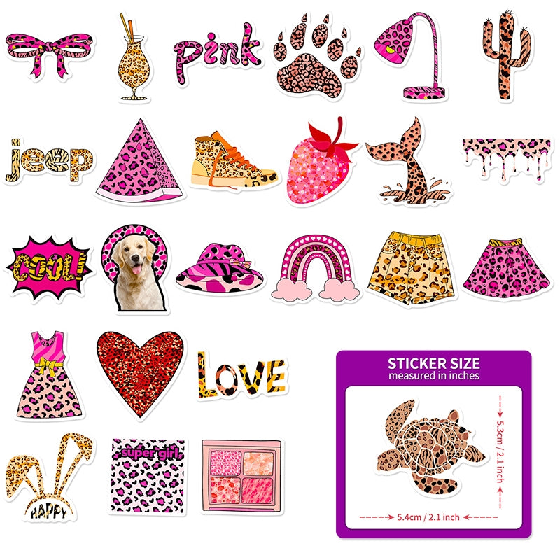 Pink Leopard Print Vinyl Decorative Stickers b2