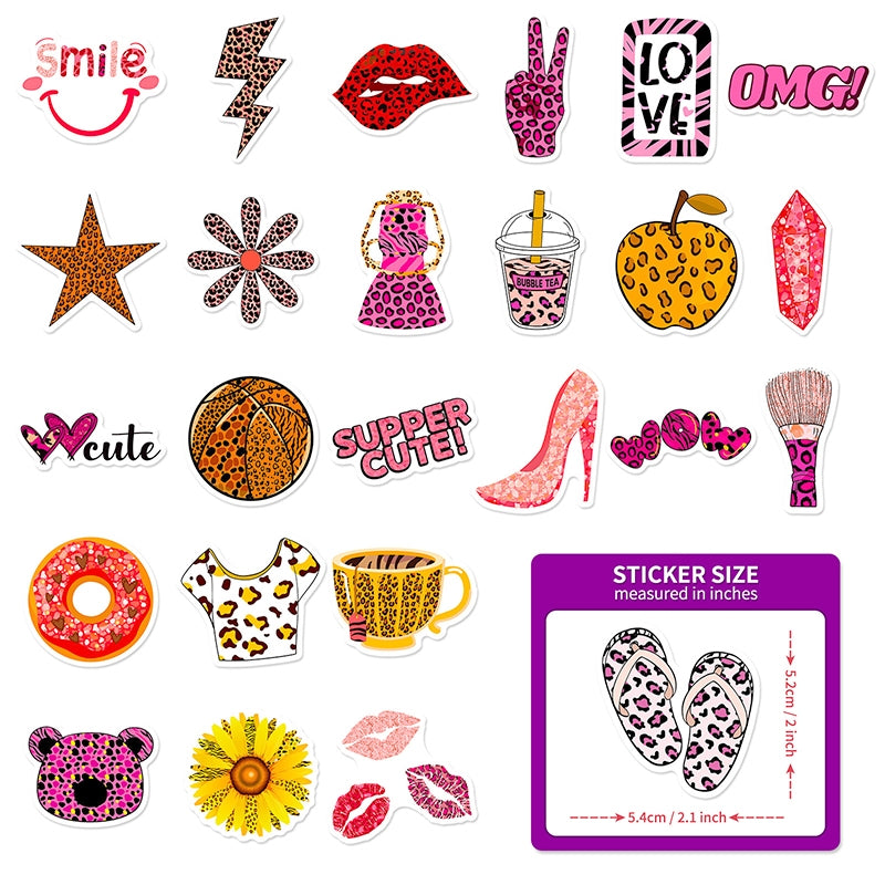 Pink Leopard Print Vinyl Decorative Stickers b3