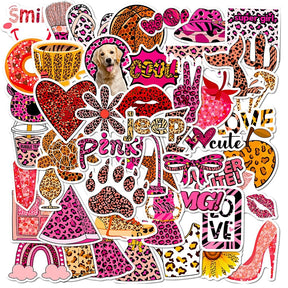 Pink Leopard Print Vinyl Decorative Stickers sku