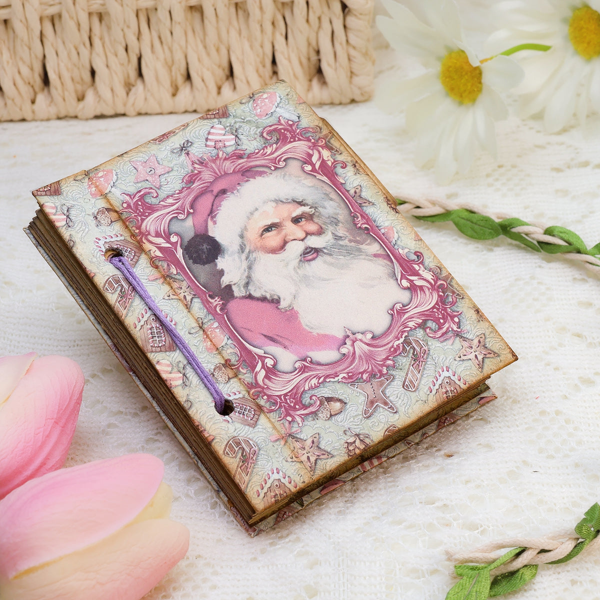 Pink Santa Mini Photo & Notes Album Craft Kit - DIY Gift 9