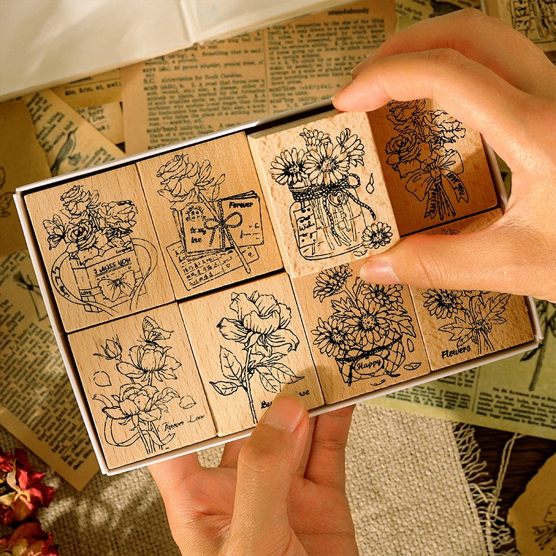 Mexican Flower Rubber Stamp, Flower Stamp, Mexican Stamp, Wooden