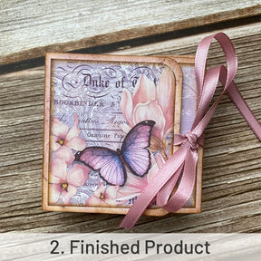 Square Pink Butterfly Handmade Junk Journal Folio Kit - Stamprints8