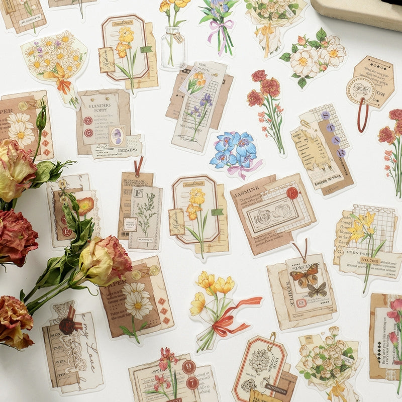 Aesthetic Flower Stickers, Vintage Flower Stickers