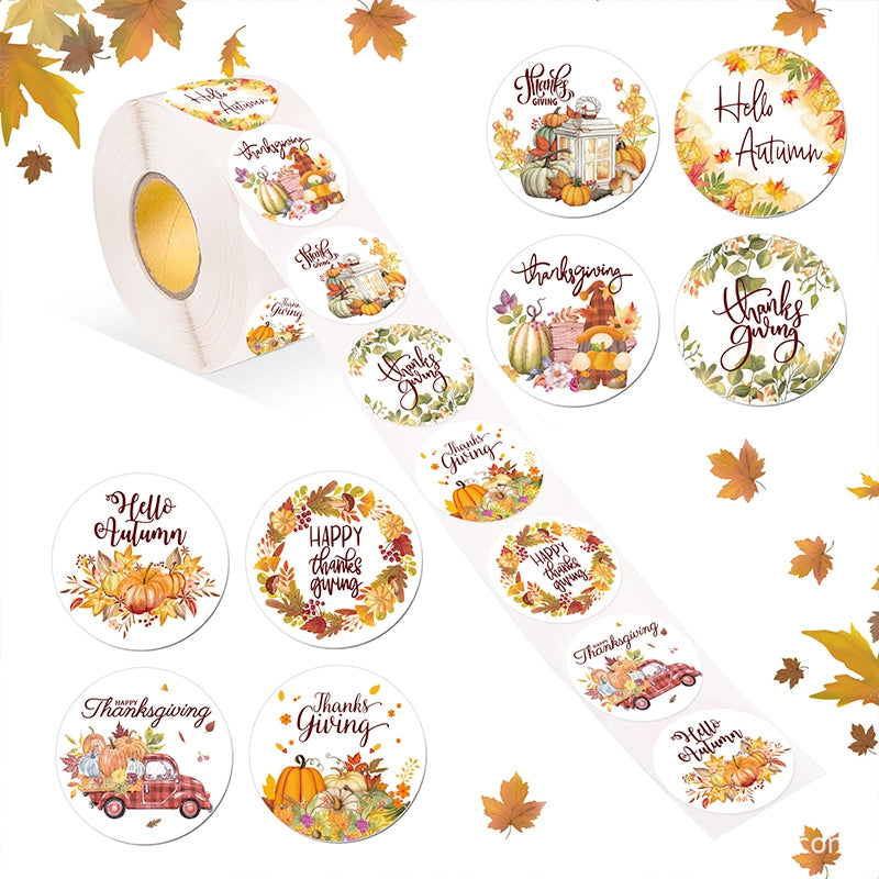 Sticker - Thanksgiving Pumpkin and Text Envelope Seal Sticker