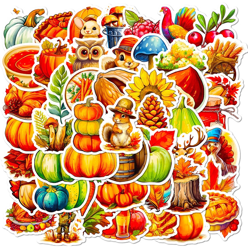 Thanksgiving Pumpkin Turkey Vinyl Sticker a