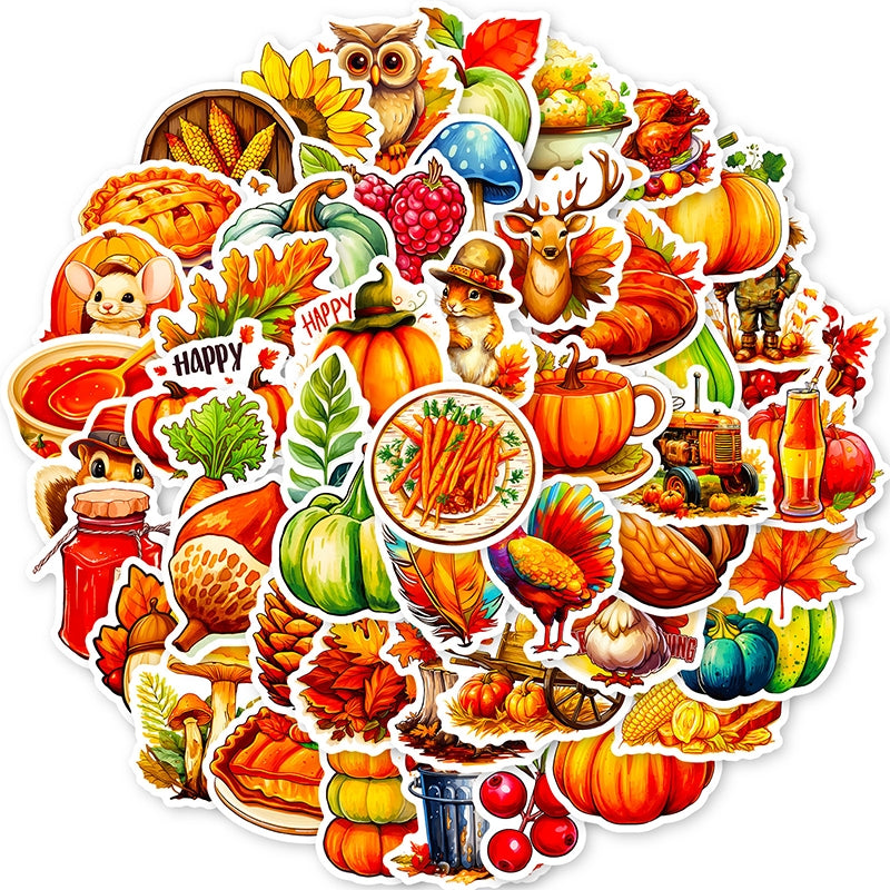 Thanksgiving Pumpkin Turkey Vinyl Sticker sku