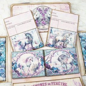 Unicorn-themed Purple Background Handmade Junk Journal Folio Kit 15