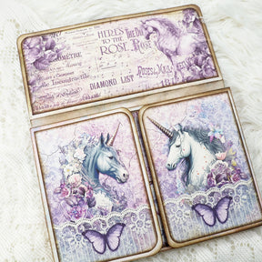 Unicorn-themed Purple Background Handmade Junk Journal Folio Kit 5