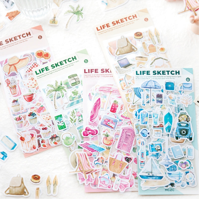 Vacation and Leisure Coated Paper Sticker Sheet b7
