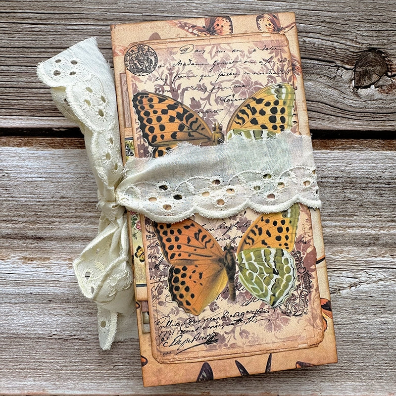 Butterfly-themed Vintage Handmade Junk Journal Folio Kit - Stamprints1