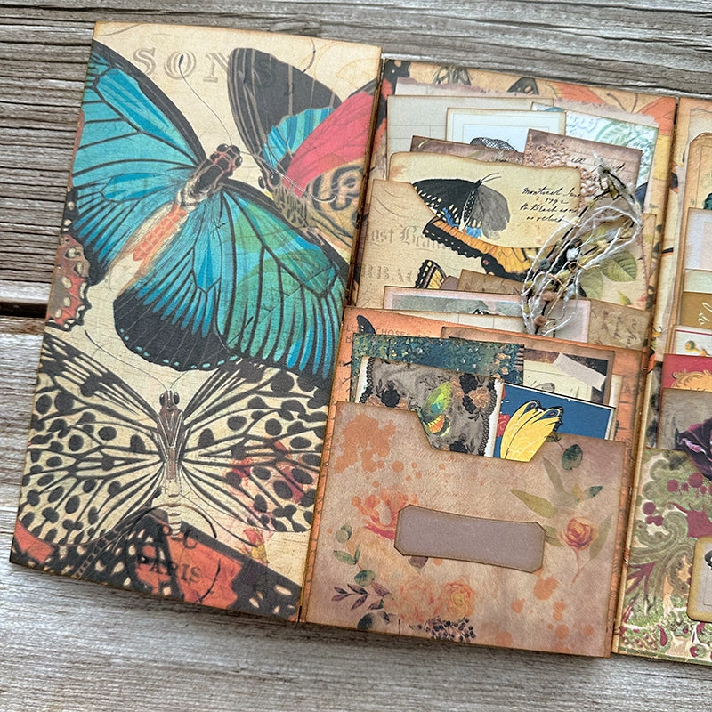 Butterfly-themed Vintage Handmade Junk Journal Folio Kit - Stamprints6