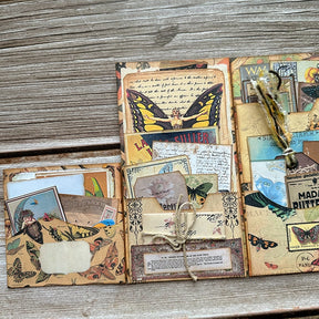 Butterfly-themed Vintage Handmade Junk Journal Folio Kit - Stamprints7