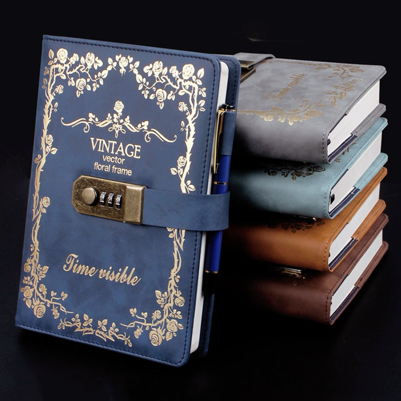 Vintage European Style Password Combination Diary Notebook a