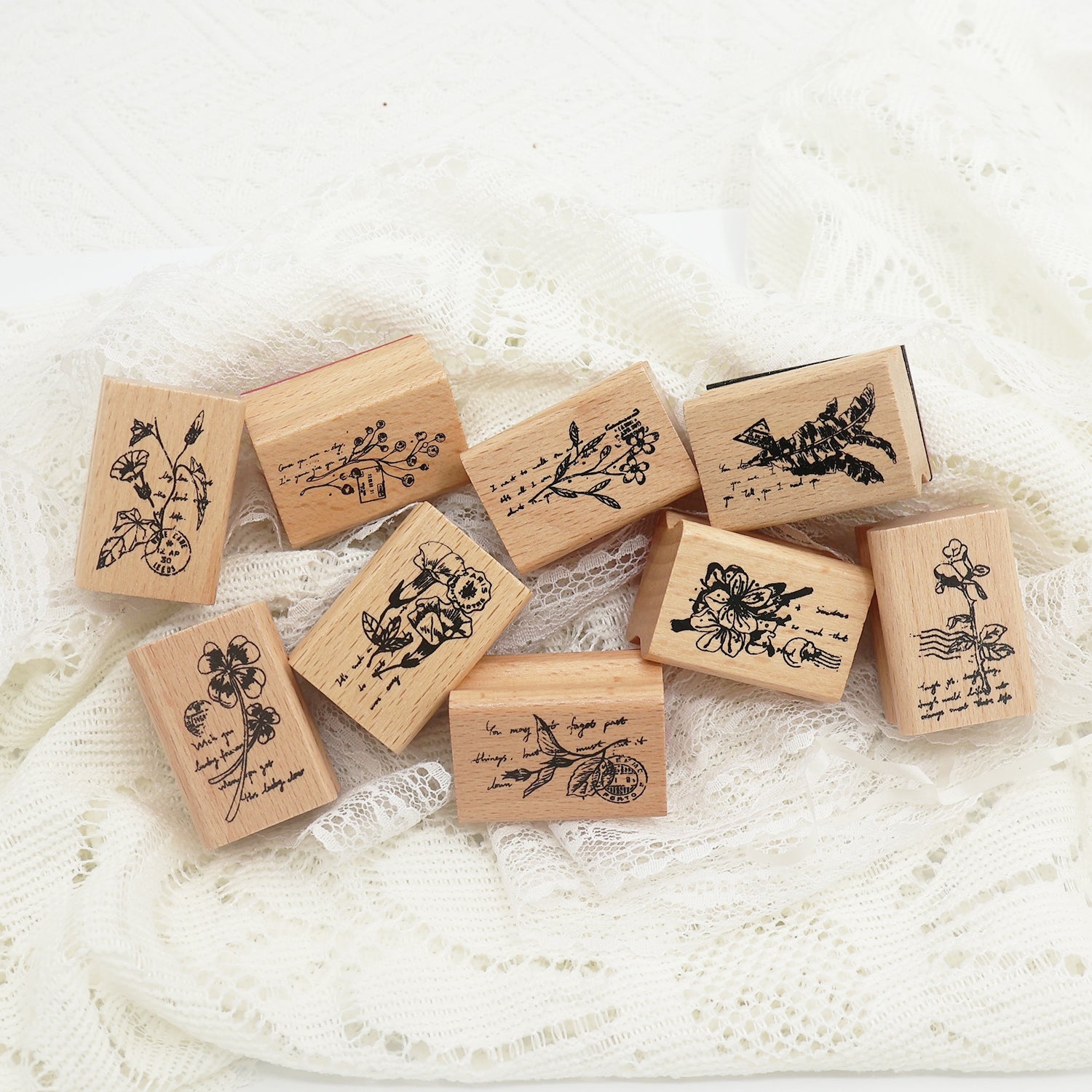 Wooden Rubber Stamps Vintage Flowers Wooden - Temu