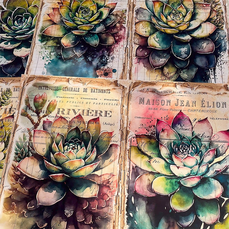 vintage succulents Vintage Succulent Plant Paper for Junk Journal & Scrapbooking