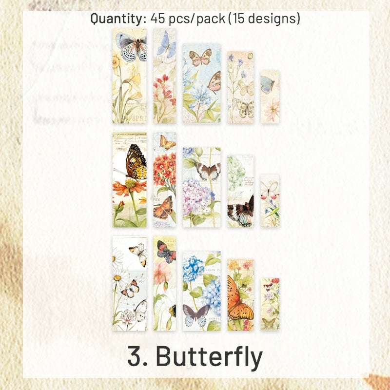 Vintage Washi Stickers - Newspaper, Map, Butterfly, Flowers, People, Food, Universe sku-3