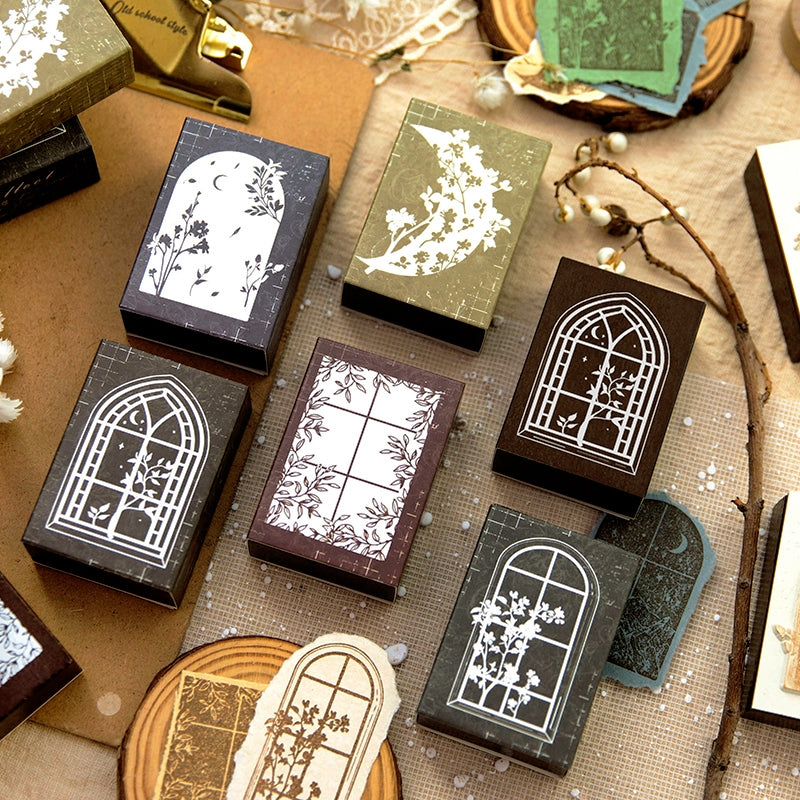 Vintage Window View Series Wooden Rubber Stamp a