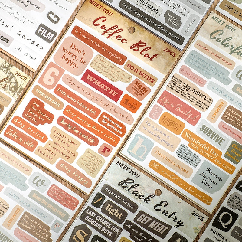 Vintage Words and Phrases Stickers b