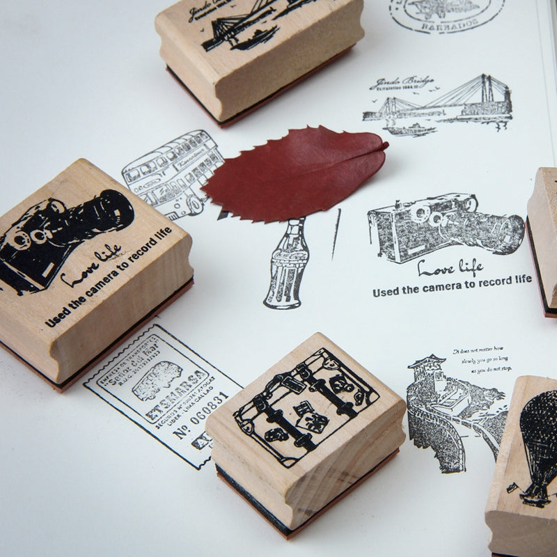 World Tourist Attractions Rubber Stamp b1