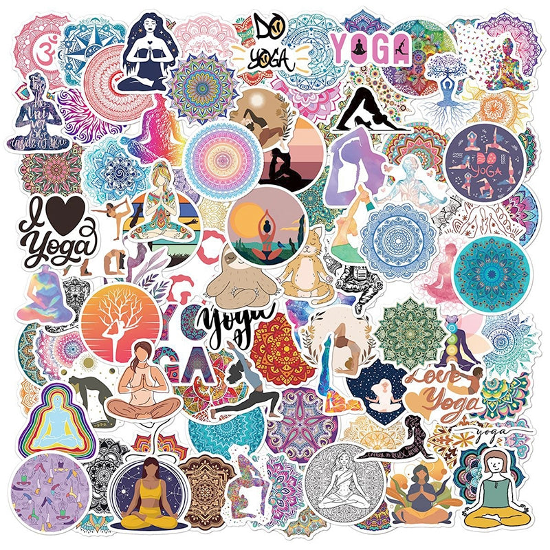 Yoga Symbols Mandala Vinyl Sticker
