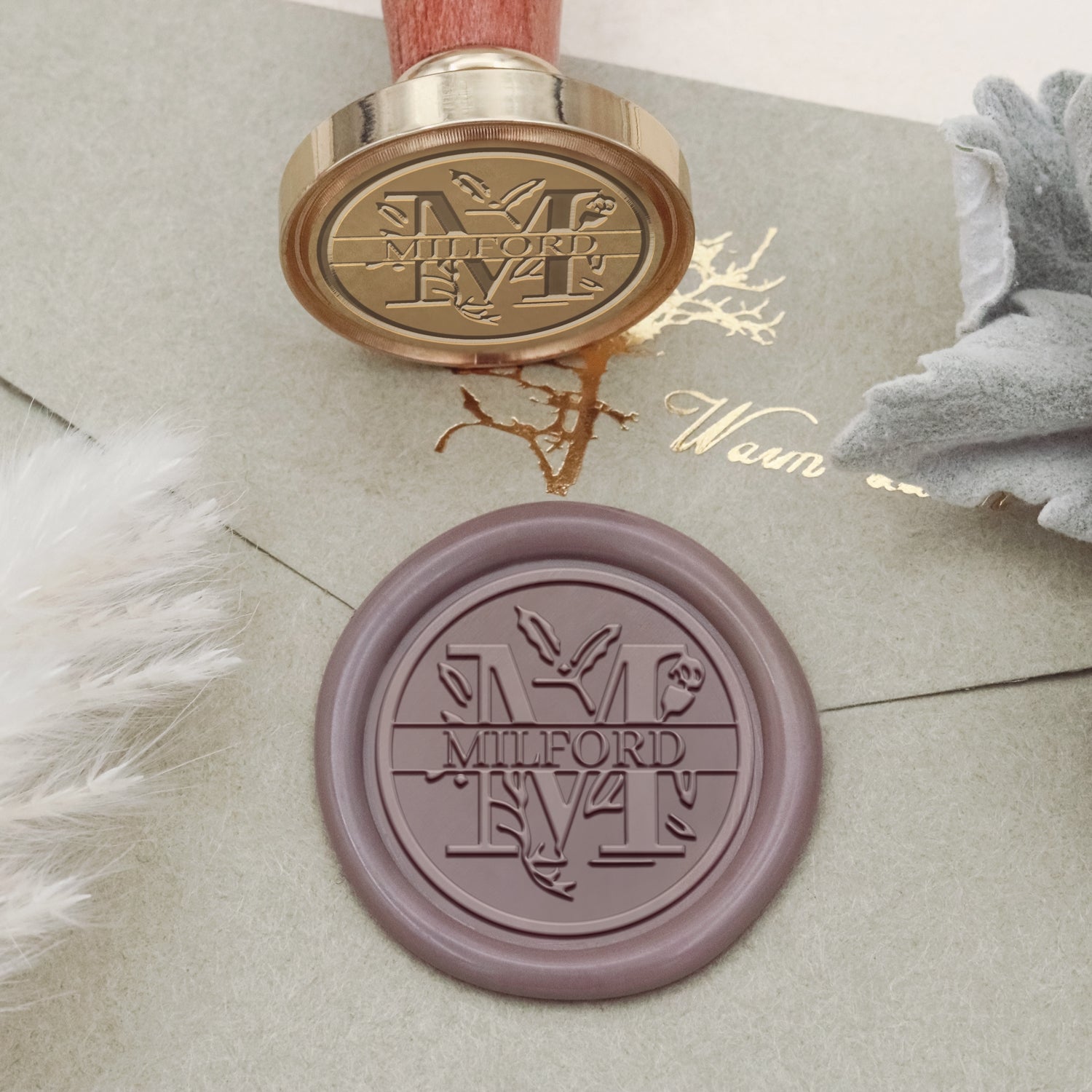 Botanical 26 Letter Floral Monogram Wax Seal Custom Stamp