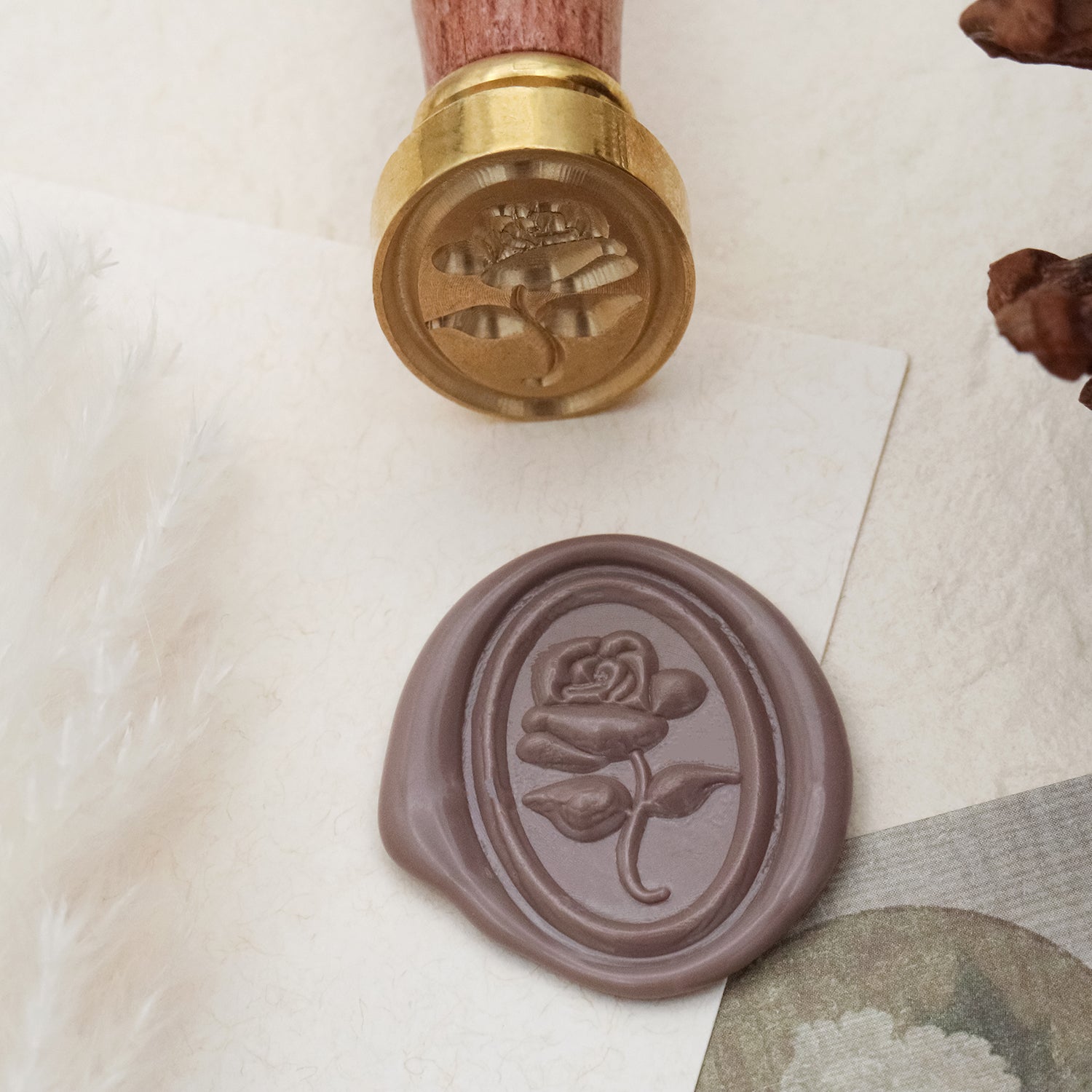 15mm 3D Deep Relief Pattern Heart Wax Seal Stamp with Wooden Hilt / Wedding  Wax Seal Stamp