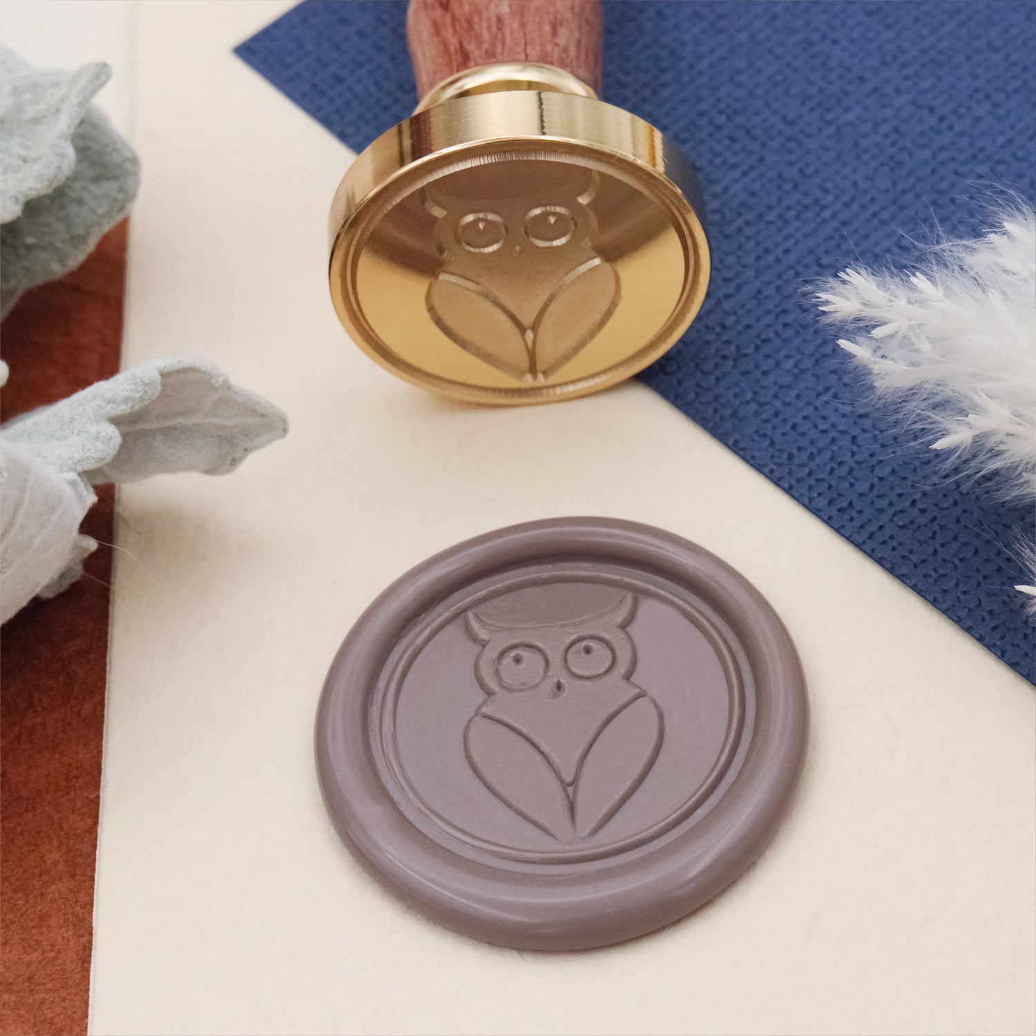Harry Potter Owl Post Seal Stamp Kit with Brown Wood Handle and