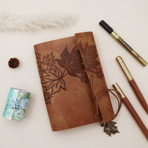 Stamprints Vintage Embossed Leather Journal with Maple Leaf Charm 3