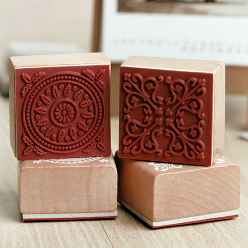 Vintage Lace Pattern Wooden Rubber Stamp4