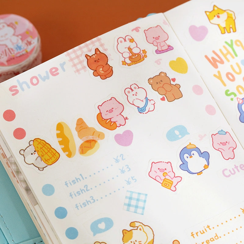 Cloud Zoo Cute Cartoon Animal Washi Sticker Roll c