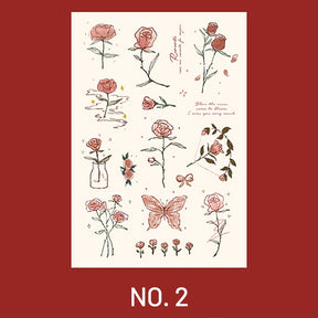 Hand Painted Rose Illustration Journal Deco Vinyl Sticker sku-2