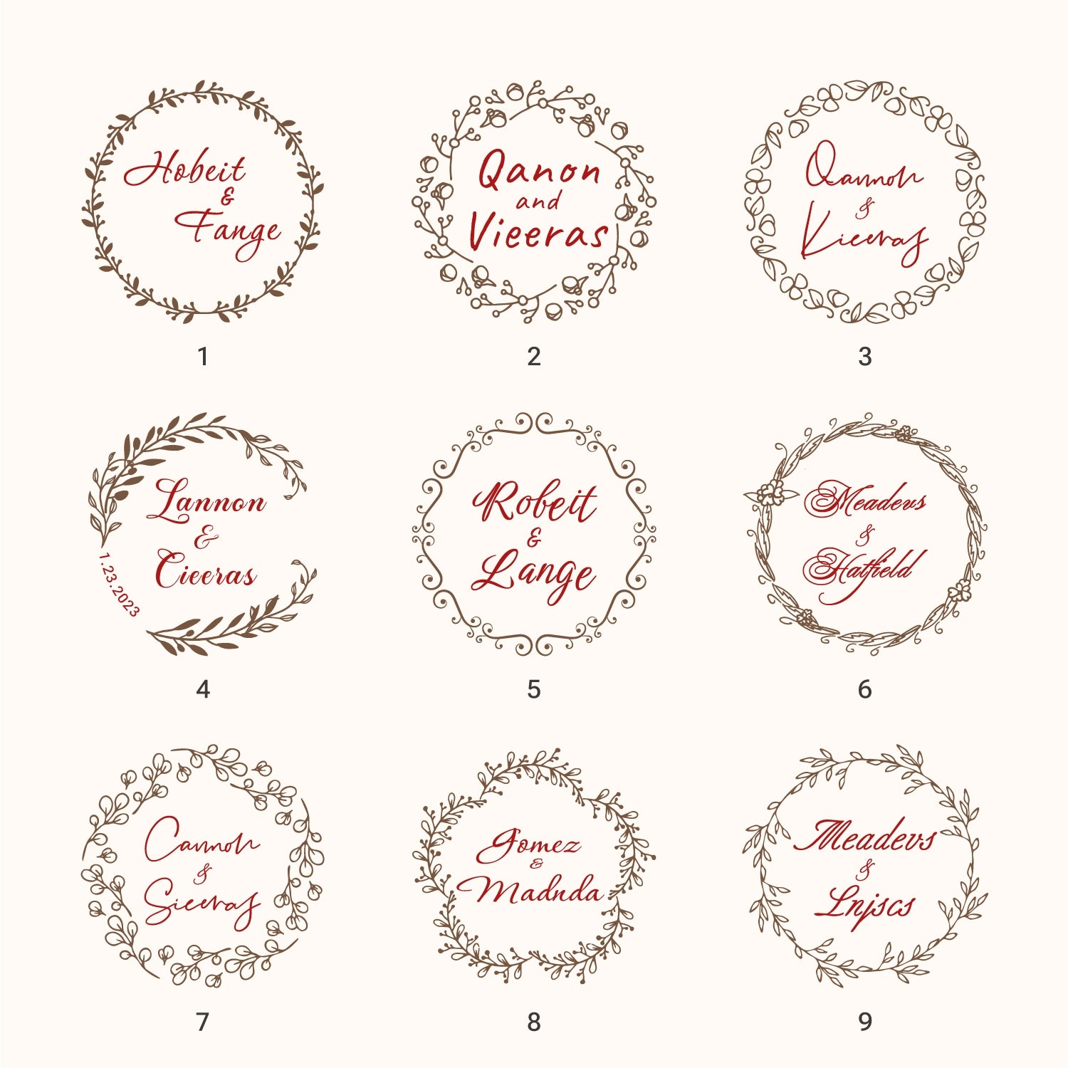 Custom Name Wedding Rubber Stamp (18 Designs) Custom-Name-Wedding1