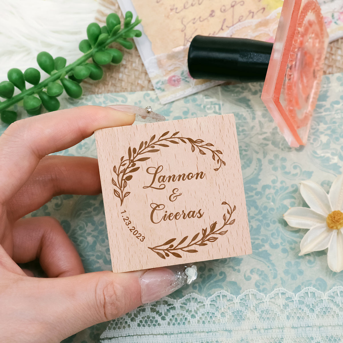 Custom Name Wedding Rubber Stamp (18 designs) Custom-Name-Wedding4