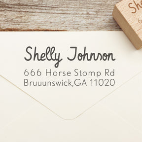 Custom Rectangular Handwriting Font Address Return Rubber Stamp - Style 17 1