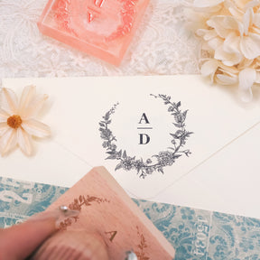 Custom Botanical Wedding Monogram Rubber Stamp (18 Designs)3