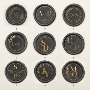 Custom Wedding Monogram Self-Adhesive Wax Seal Stickers (36 Designs) 1-9