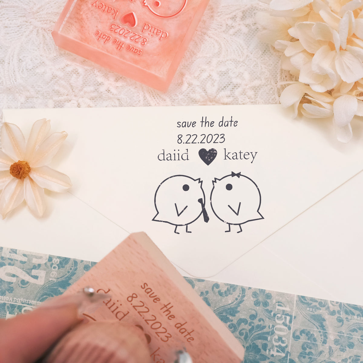 Custom Wedding Save the Date Rubber Stamp-13 2