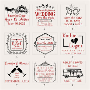 Custom Wedding Save the Date Rubber Stamp (25 Designs) SKU1