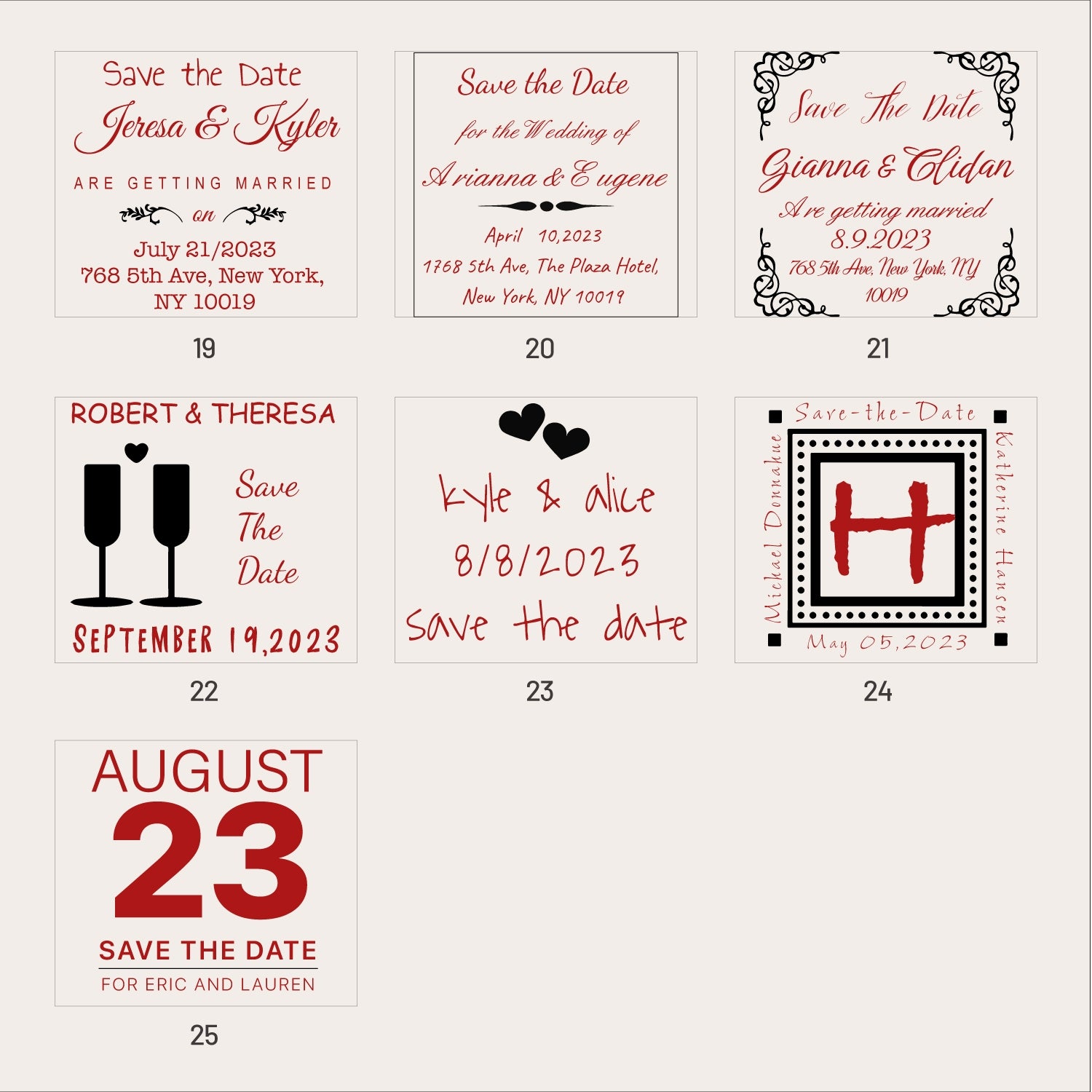 Custom Wedding Save the Date Rubber Stamp (25 Designs) SKU3