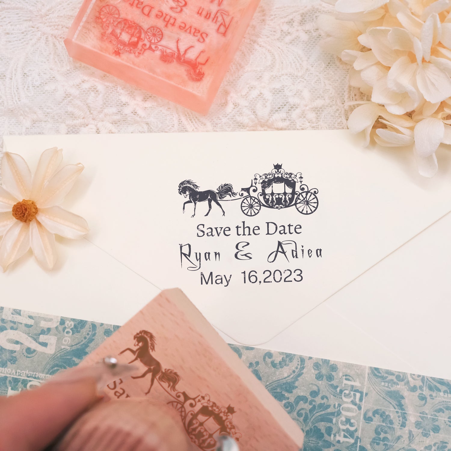 Custom Wedding Save the Date Rubber Stamp (25 Designs)3