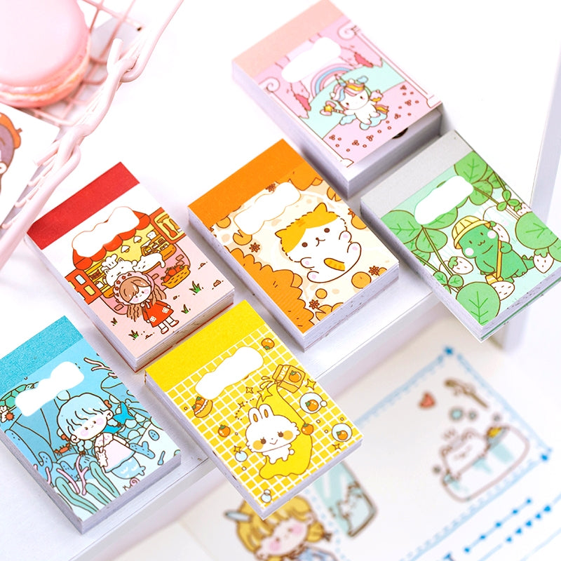Sticker - Animal and People Washi Sticker Book - Cat, Girl, Rabbit, Unicorn