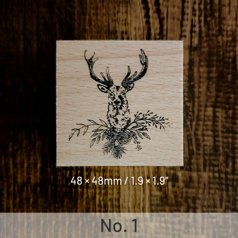 Cute Elk Animal Wooden Rubber Stamp sku-1